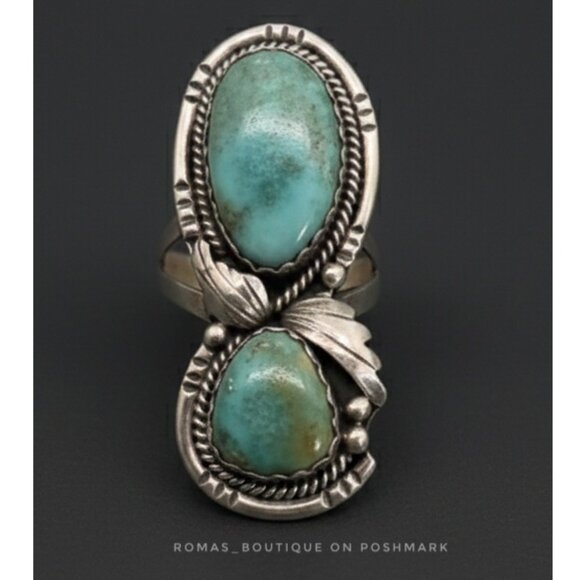 Artisan Jewelry - Native American Navajo sterling silver turquoise ring